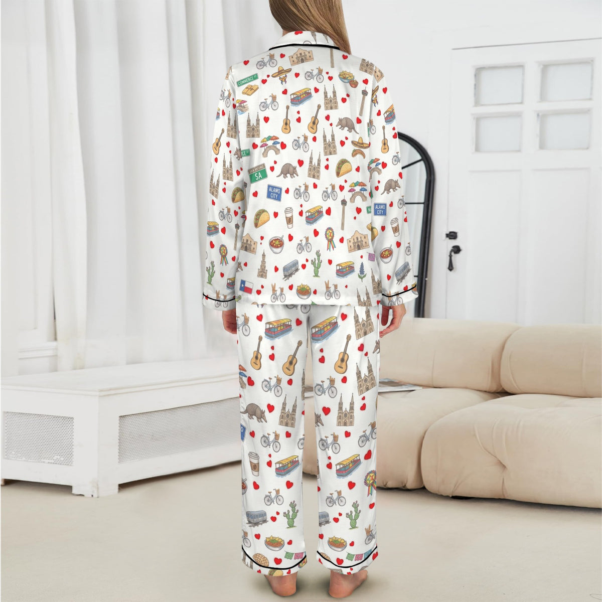 San Antonio Women's Long Sleeve Satin Pajama Set