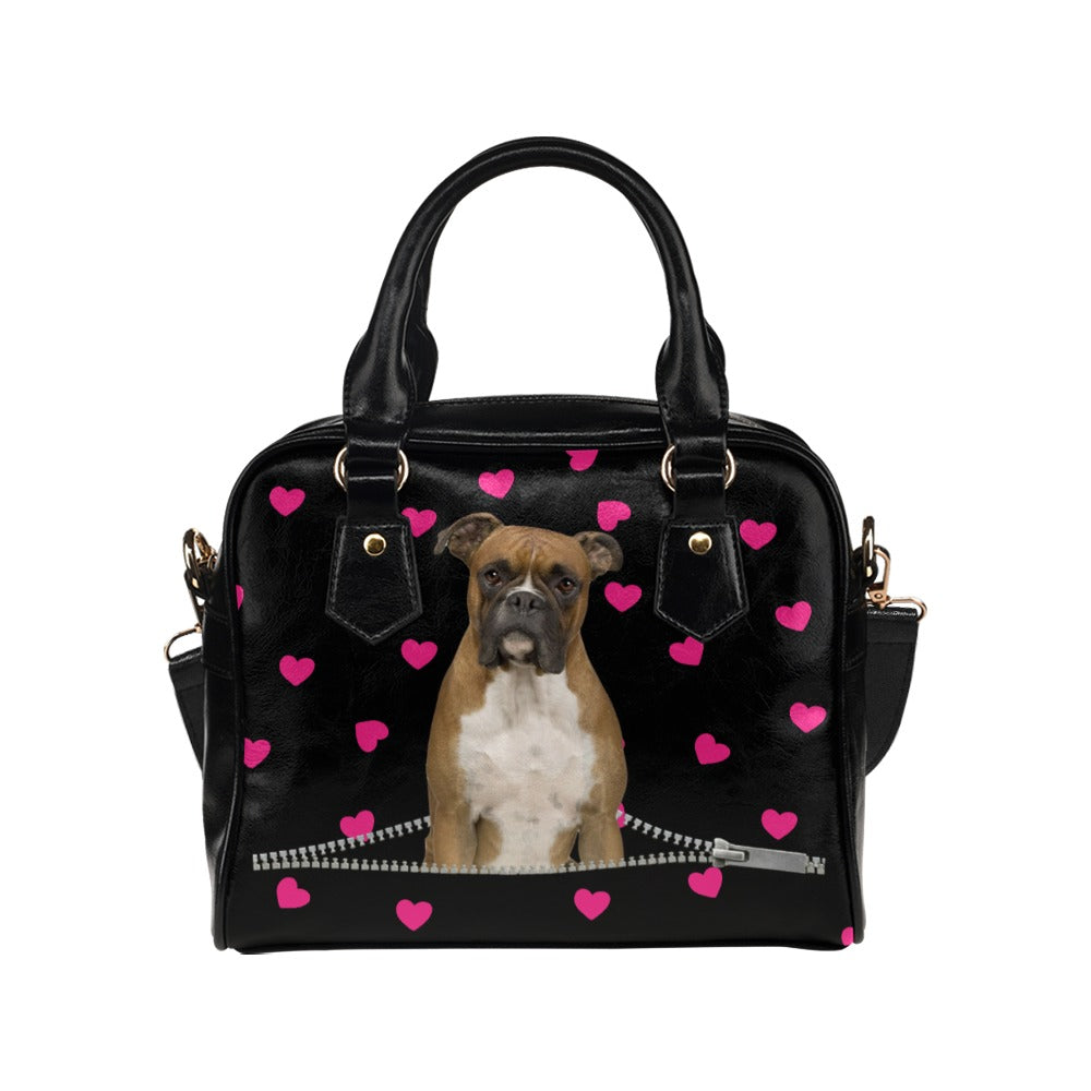 Boxer Zip Hearts Shoulder Handbag