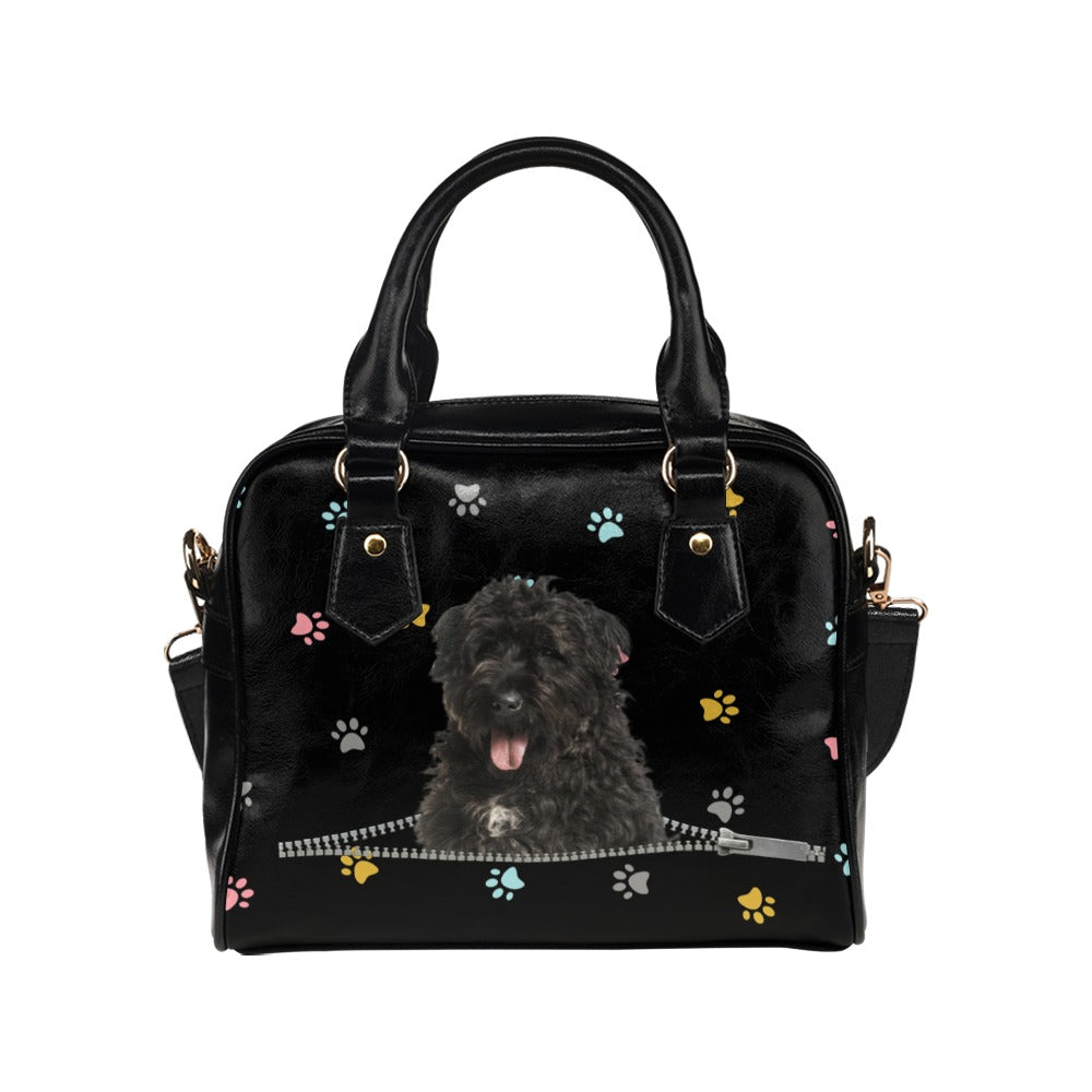Bouvier des Flandres Zip Colorful Paws Shoulder Handbag