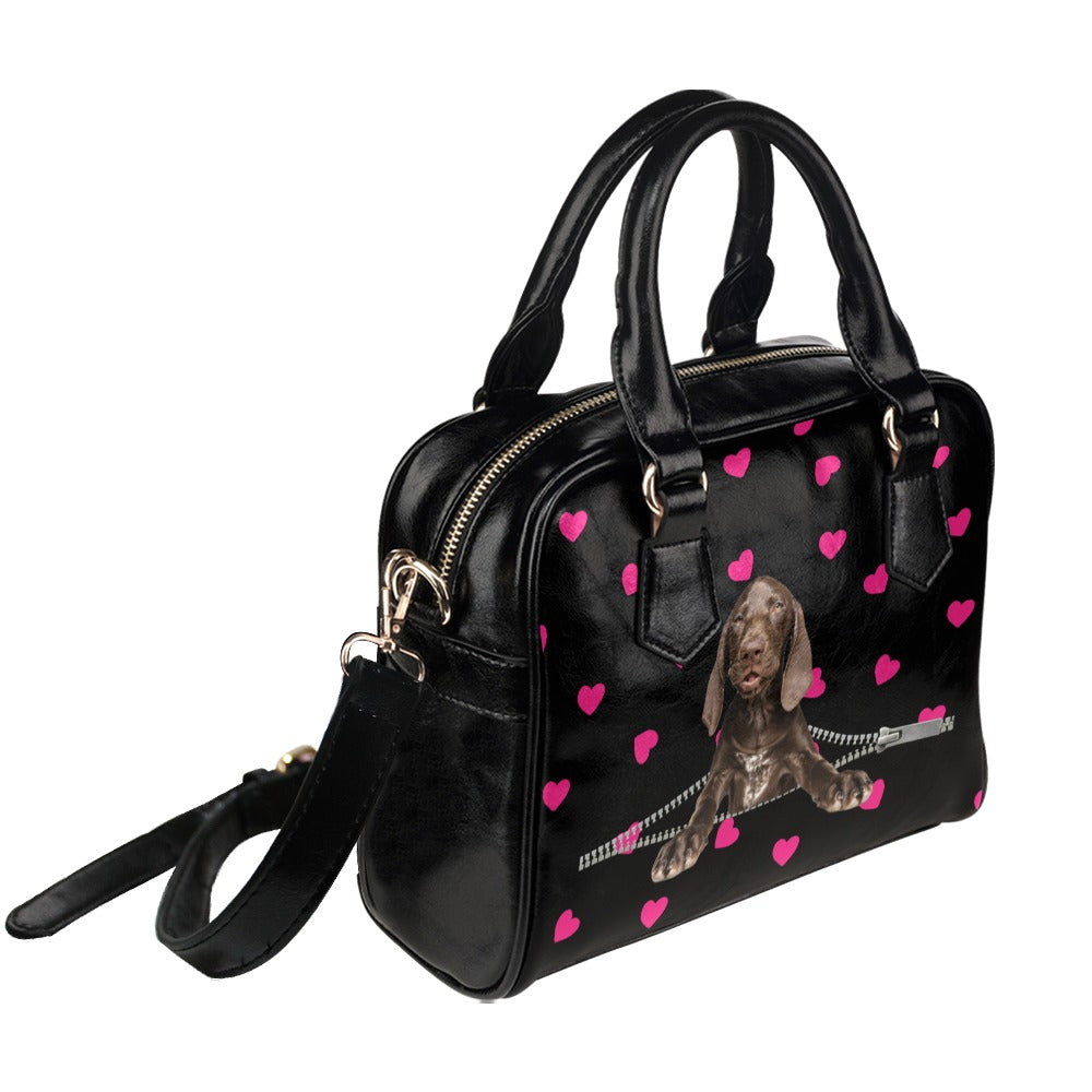 Weimaraner Zip Hearts Shoulder Handbag