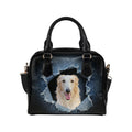 Borzoi Ripped Denim Print Shoulder Handbag