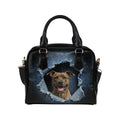 American Staffordshire Terrier Ripped Denim Print Shoulder Handbag