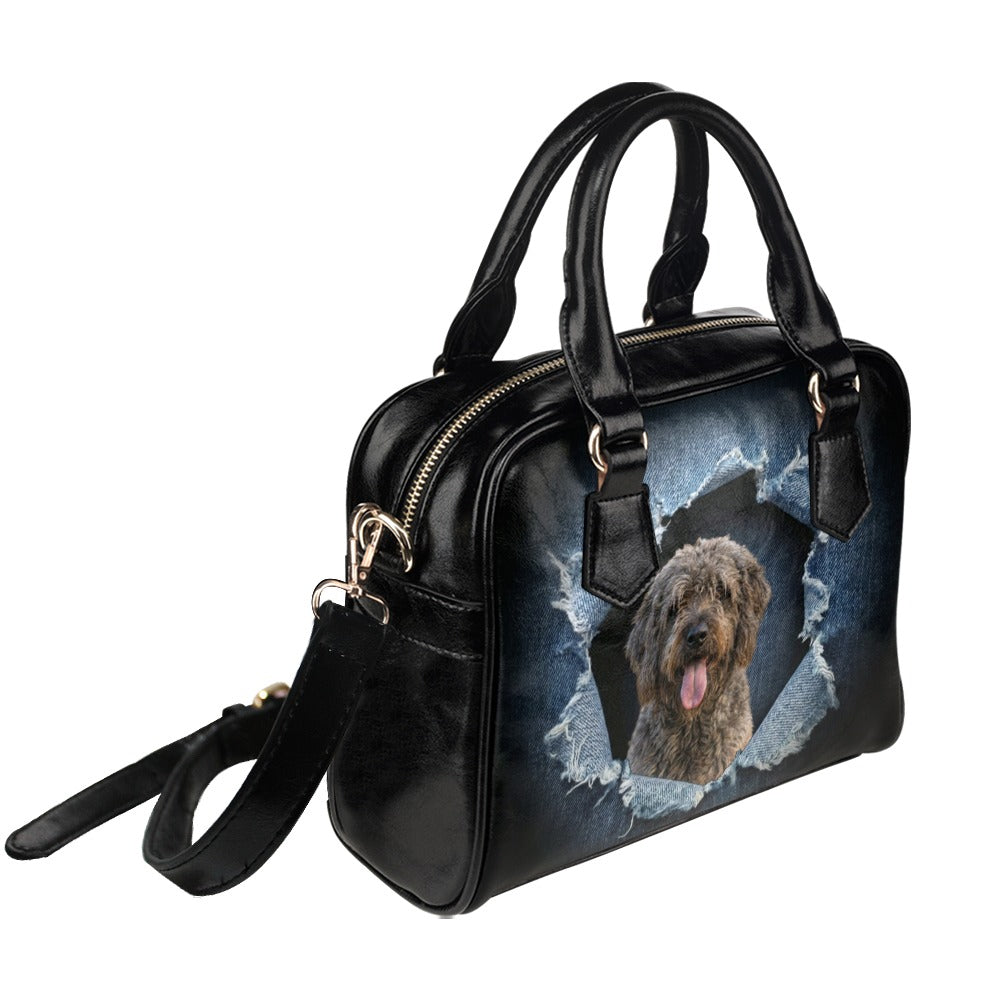 Barbado da Terceira Ripped Denim Print Shoulder Handbag