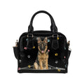 German Shepherd Zip Colorful Paws Shoulder Handbag
