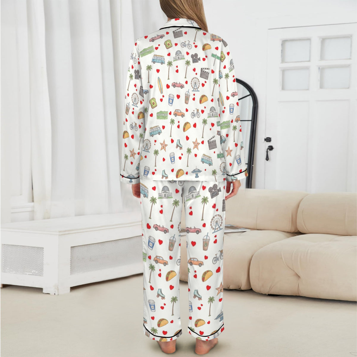 Los Angeles Women's Long Sleeve Satin Pajama Set