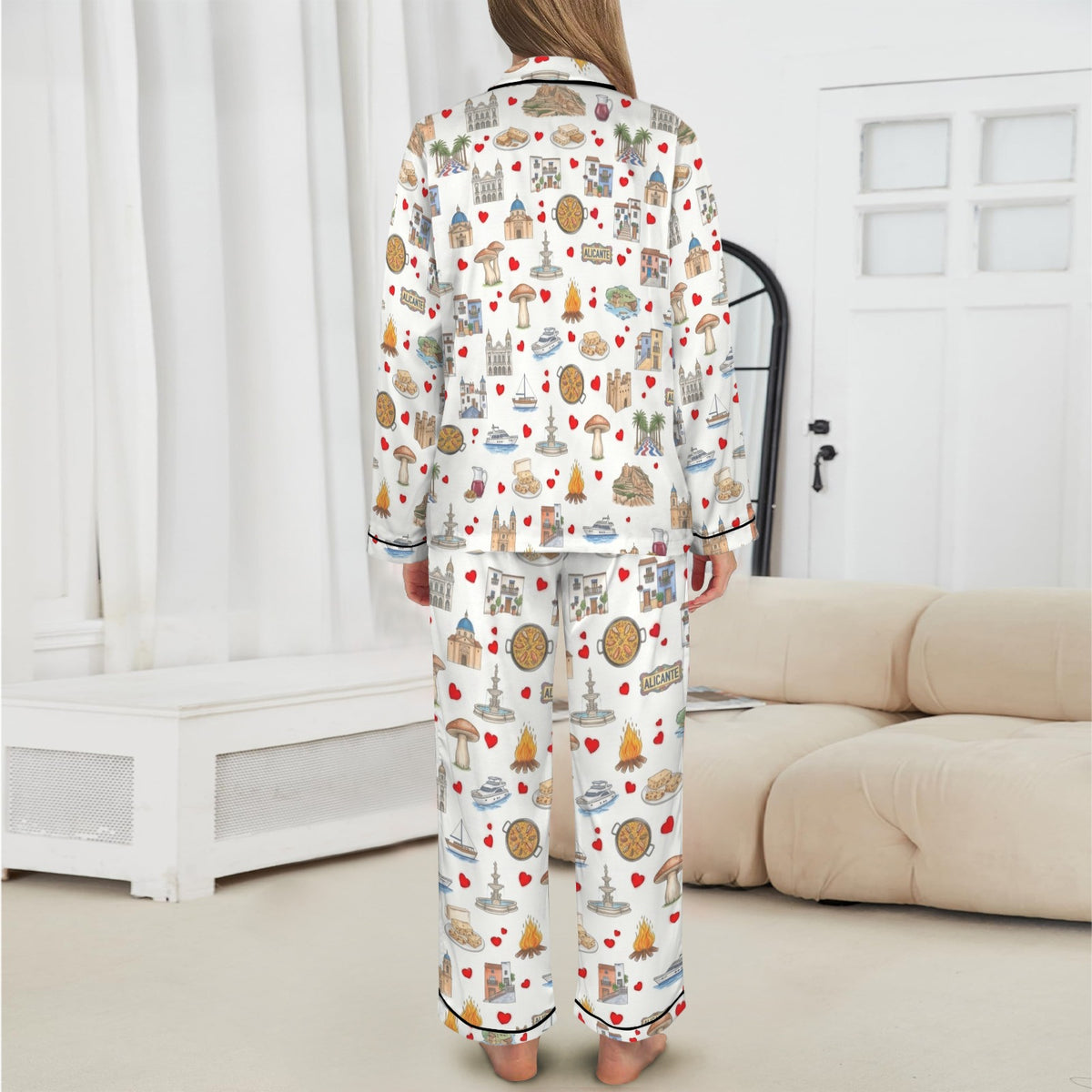 Alicante Women's Long Sleeve Satin Pajama Set