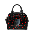 Black Pomeranian Zip Hearts Red Shoulder Handbag