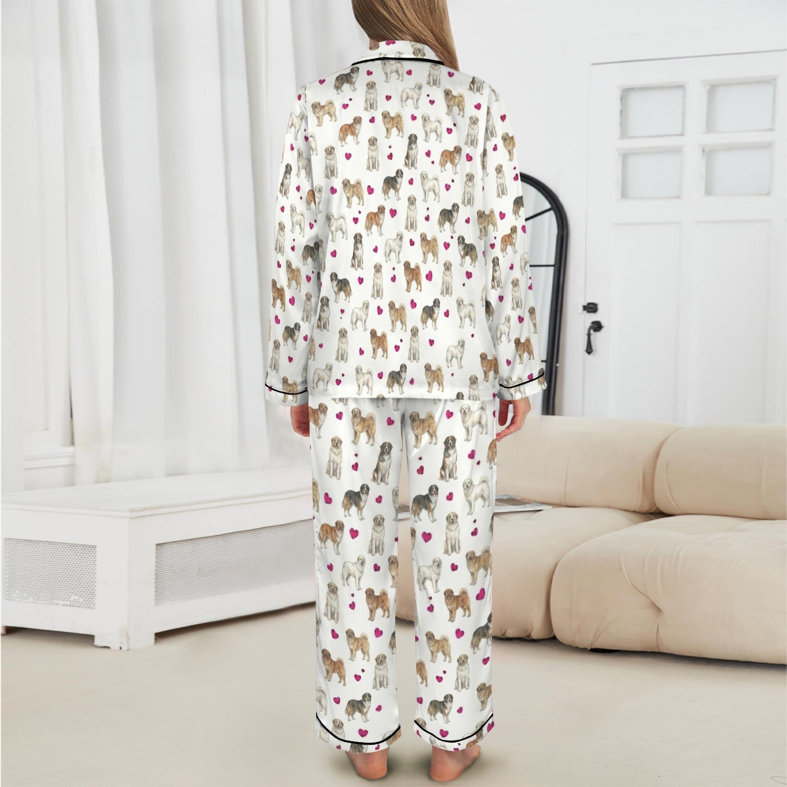 Aidi (Atlas Mountain Dog) Women's Long Sleeve Satin Pajama Set
