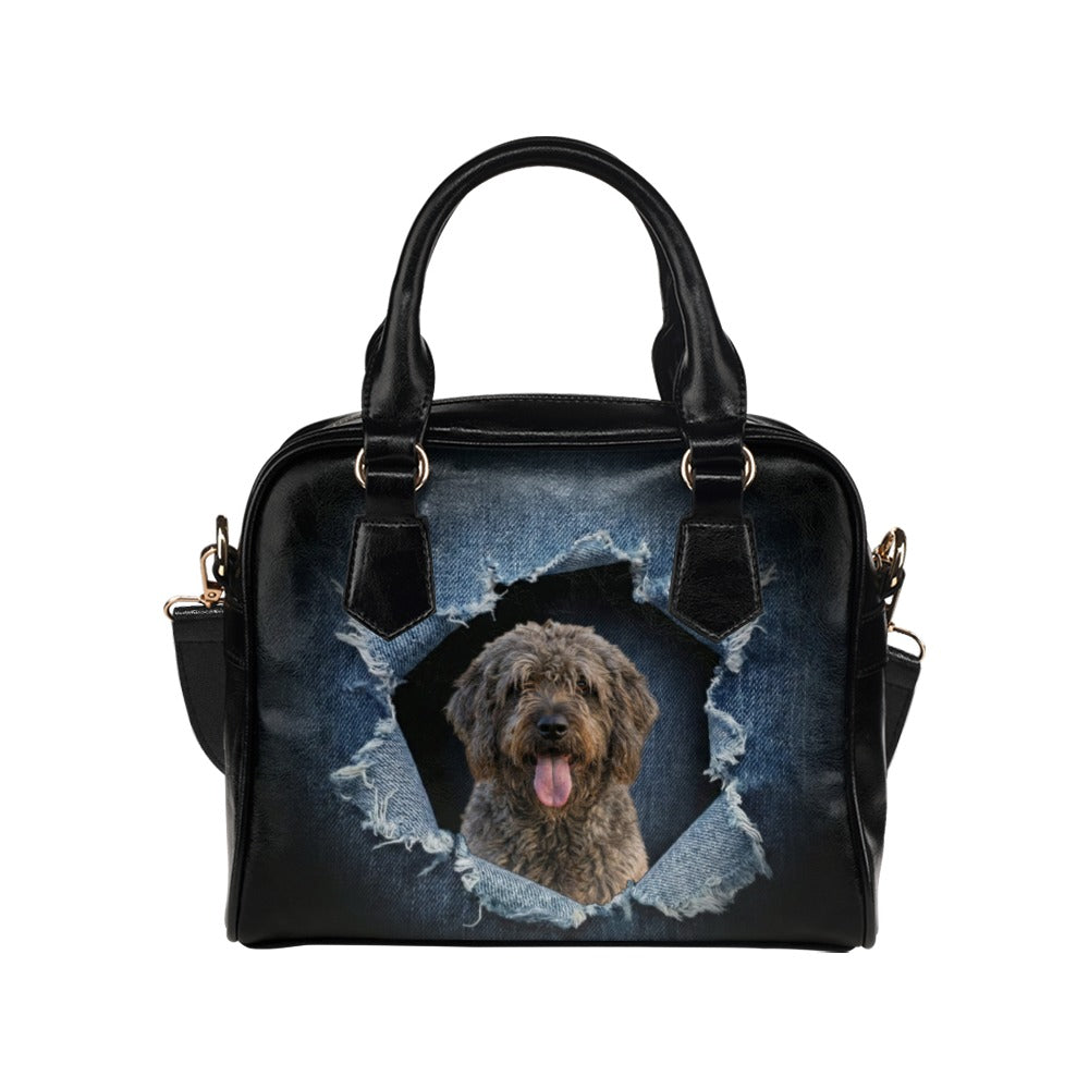 Barbado da Terceira Ripped Denim Print Shoulder Handbag