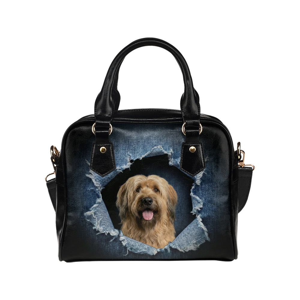 Briard Ripped Denim Print Shoulder Handbag