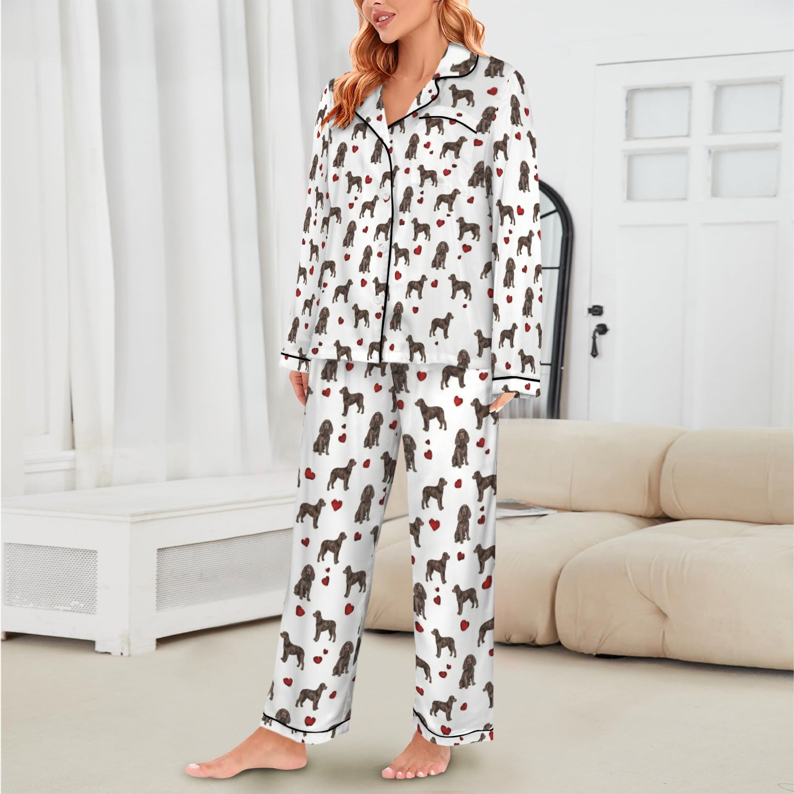 American Water Spaniel Women's Long Sleeve Satin Pajama Set