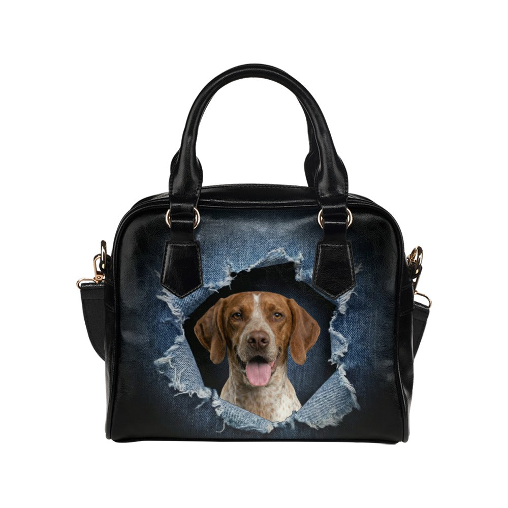 Braque Français (Gascogne) Ripped Denim Print Shoulder Handbag