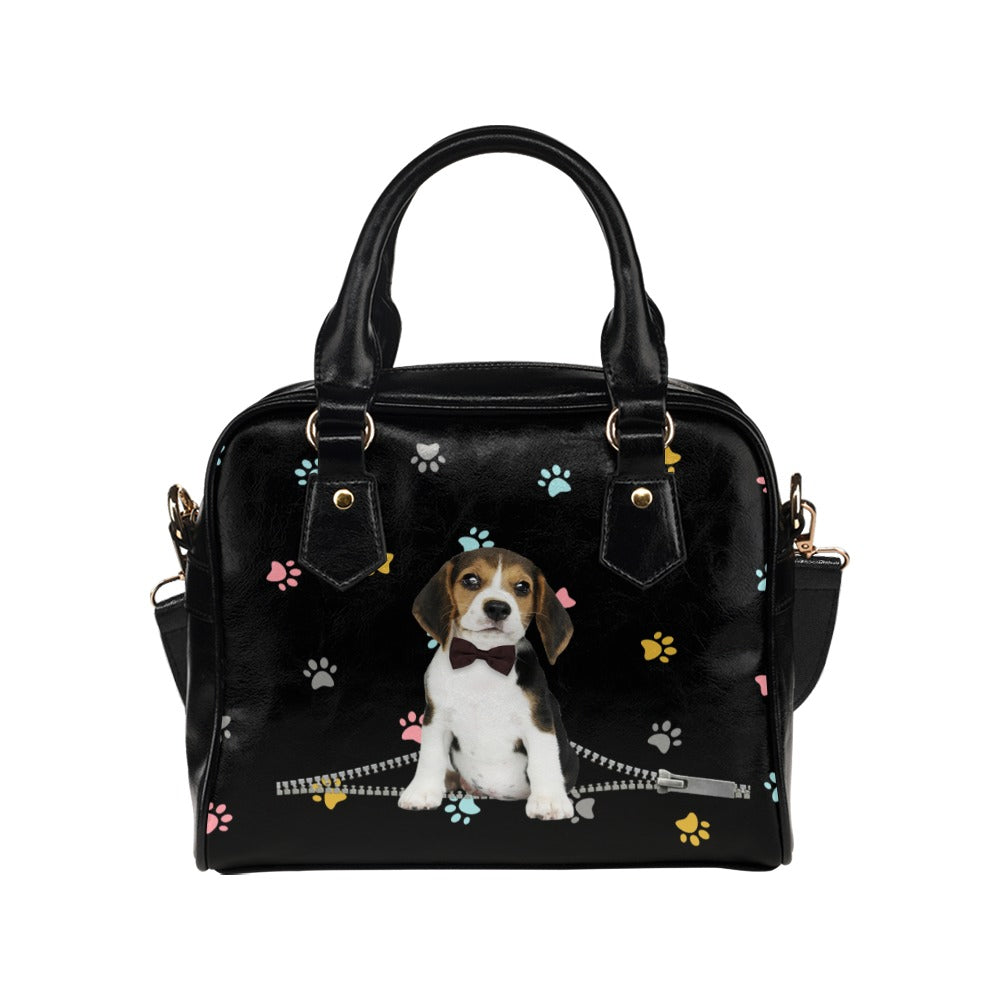 Beagle Zip Colorful Paws Shoulder Handbag
