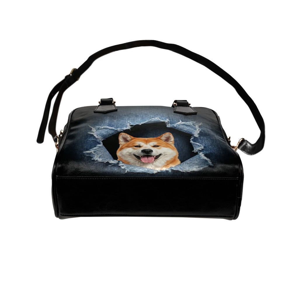 Akita Ripped Denim Print Shoulder Handbag