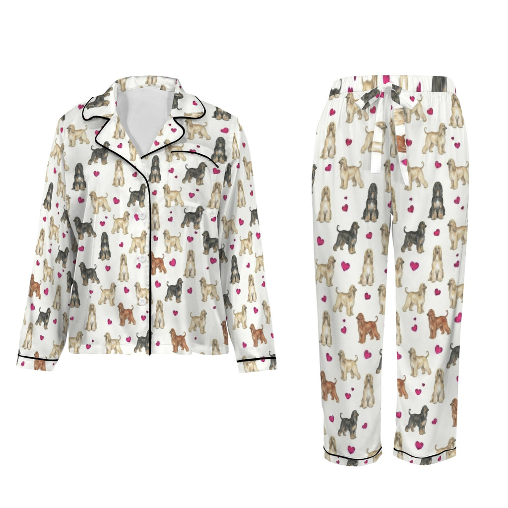 Afghan Hound Women's Long Sleeve Satin Pajama Set