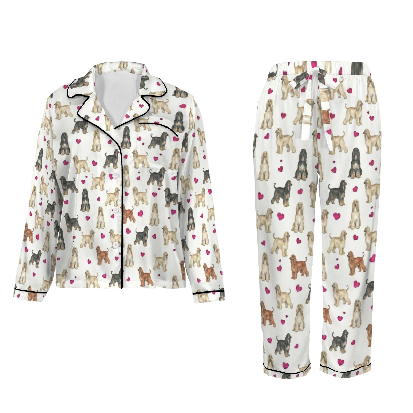 Afghan Hound Women's Long Sleeve Satin Pajama Set
