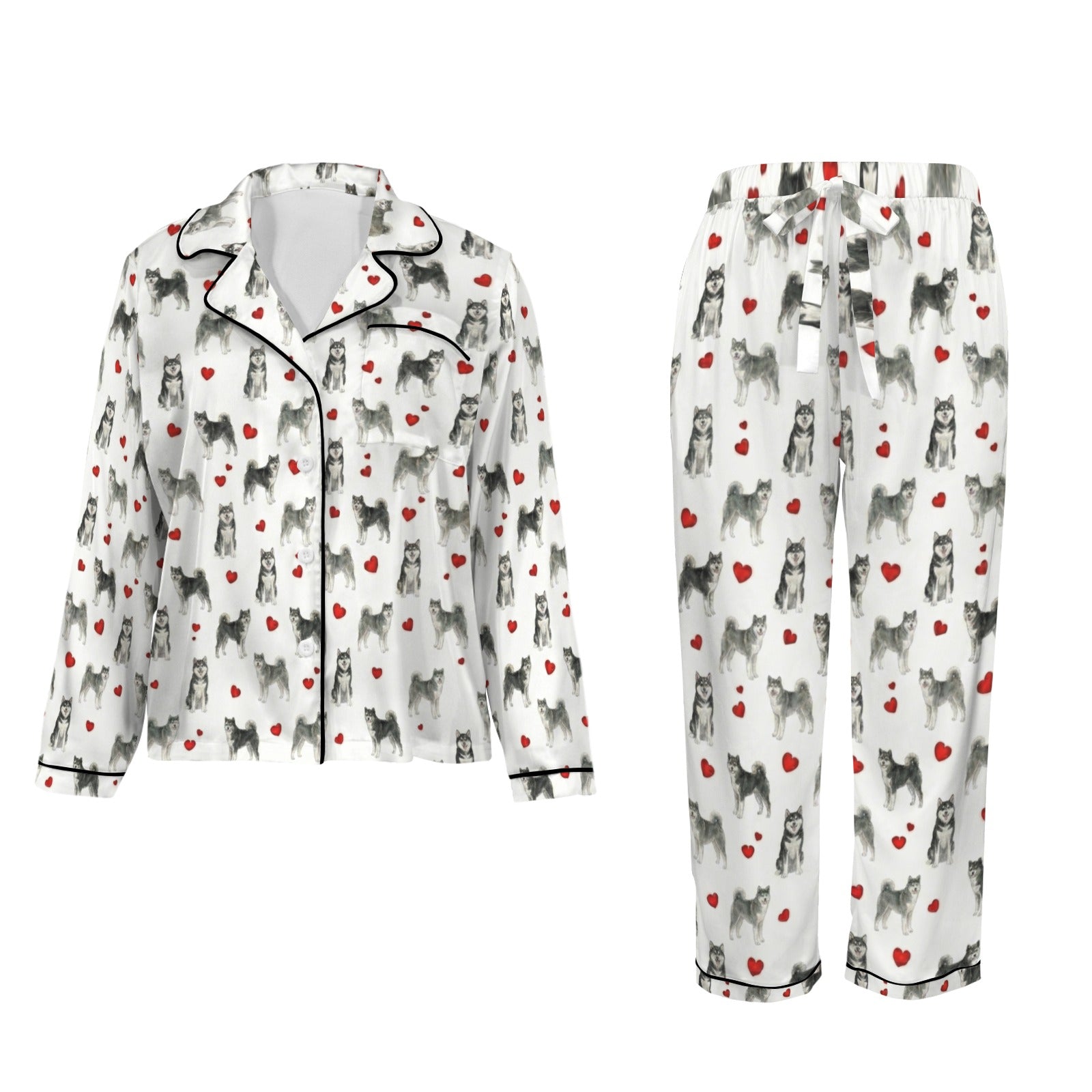 Alaskan Malamute Women's Long Sleeve Satin Pajama Set