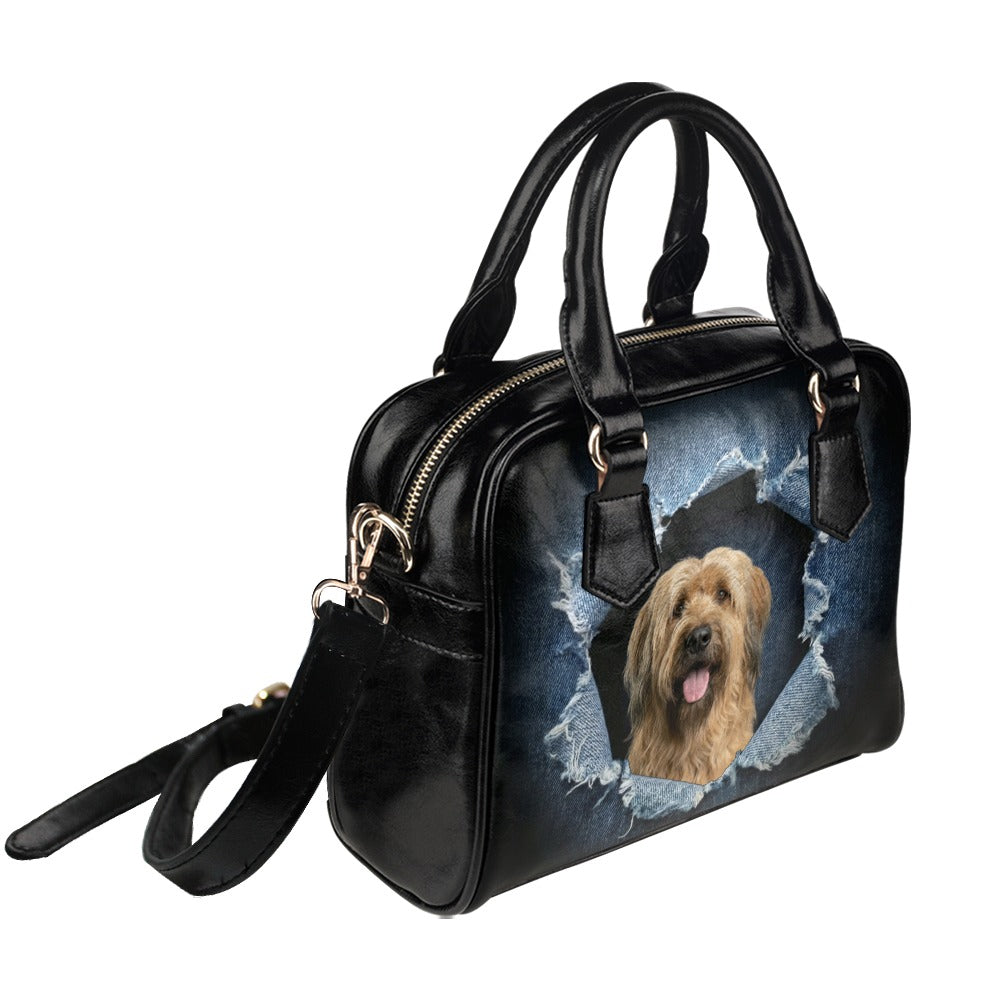 Briard Ripped Denim Print Shoulder Handbag