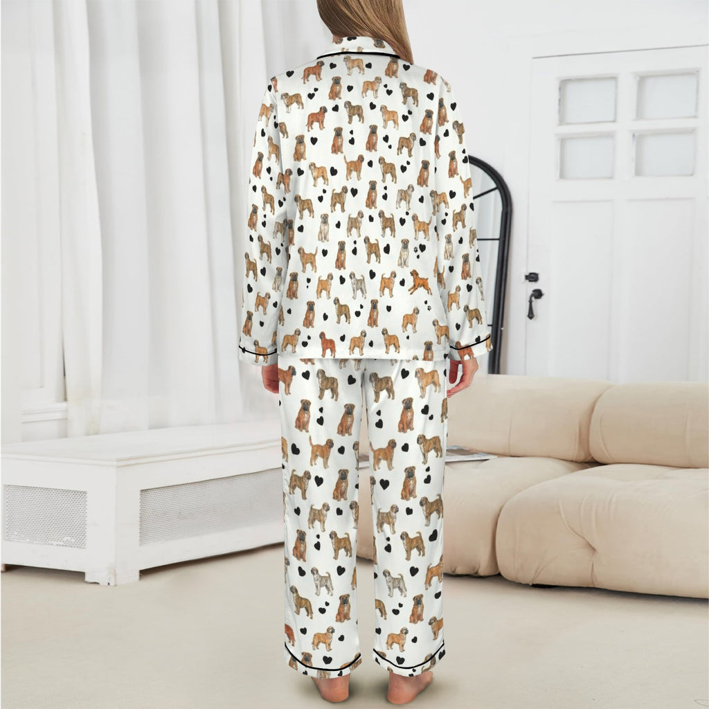 Bullmastiff Women's Long Sleeve Satin Pajama Set