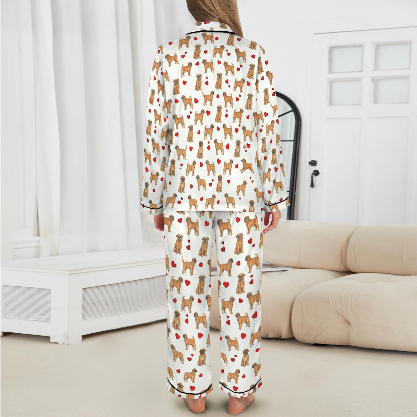 Brussels Griffon Women's Long Sleeve Satin Pajama Set