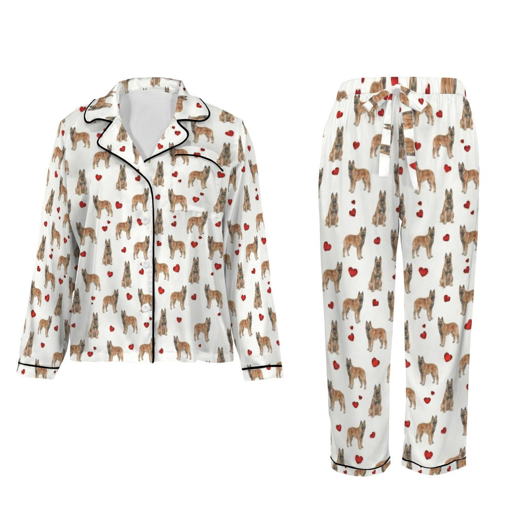 Belgian Shepherd (Malinois) Women's Long Sleeve Satin Pajama Set