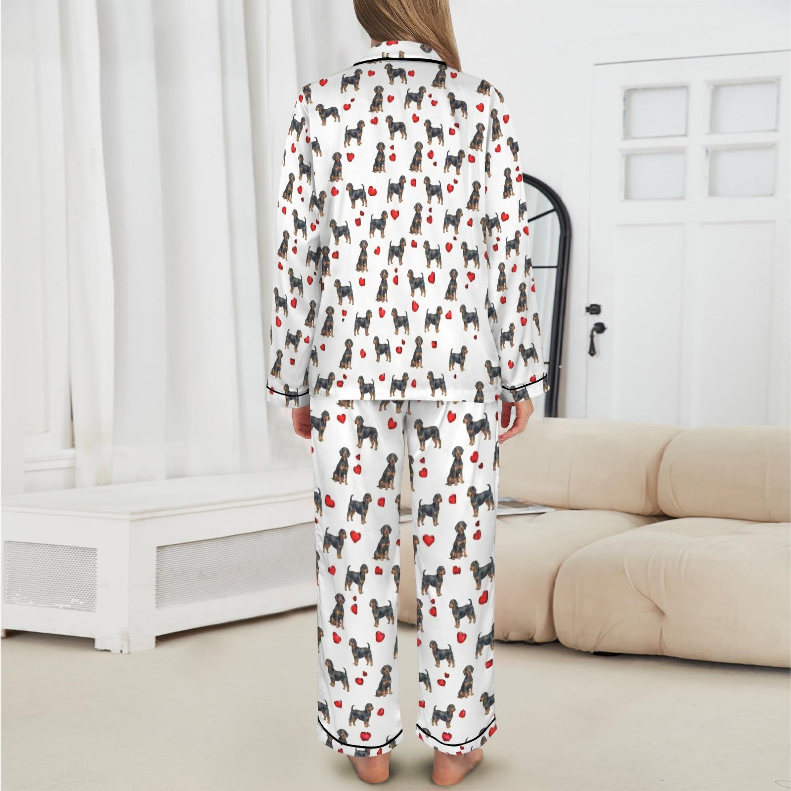 Austrian Black and Tan Hound Women's Long Sleeve Satin Pajama Set