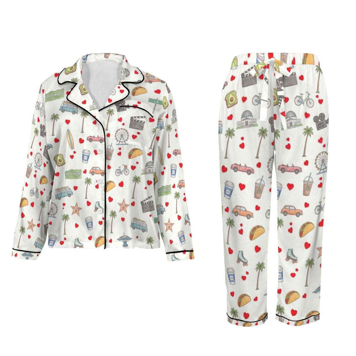 Los Angeles Women's Long Sleeve Satin Pajama Set
