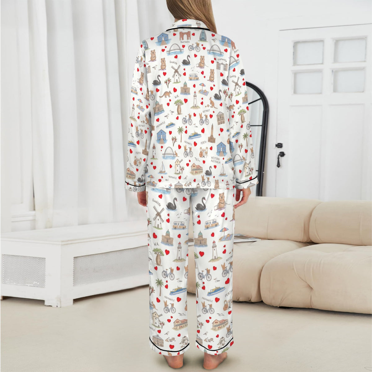 Perth (Western Australia) Women's Long Sleeve Satin Pajama Set