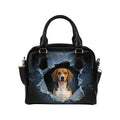 Beagle-Harrier Ripped Denim Print Shoulder Handbag