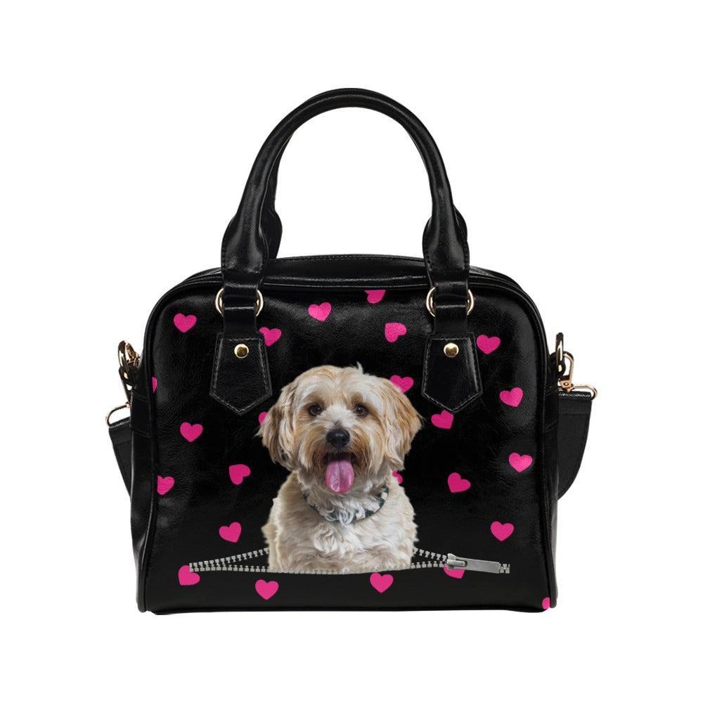 Havanese Zip Hearts Shoulder Handbag