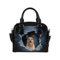 Australian Stumpy Tail Cattle Dog Ripped Denim Print Shoulder Handbag