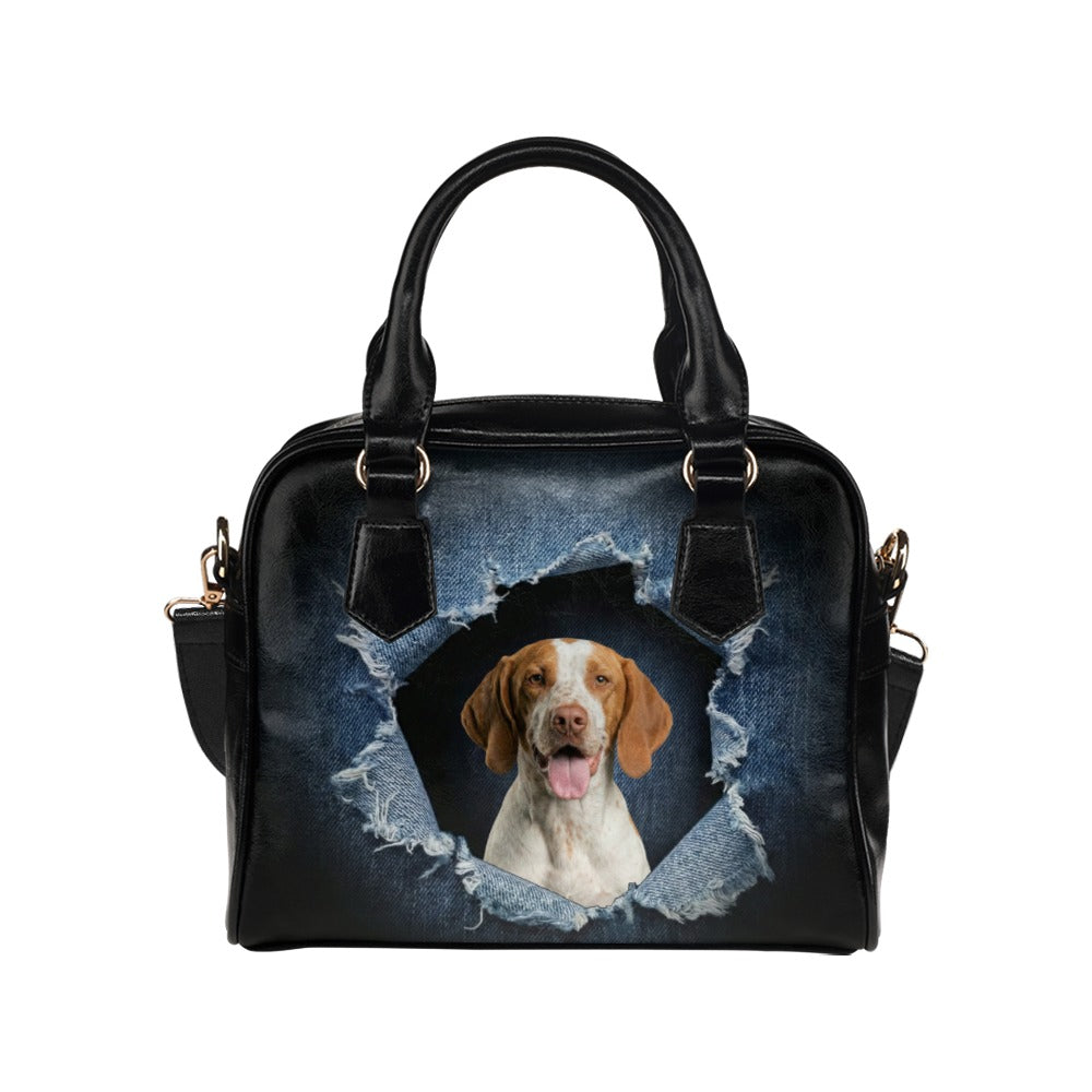 Braque Saint-Germain Ripped Denim Print Shoulder Handbag