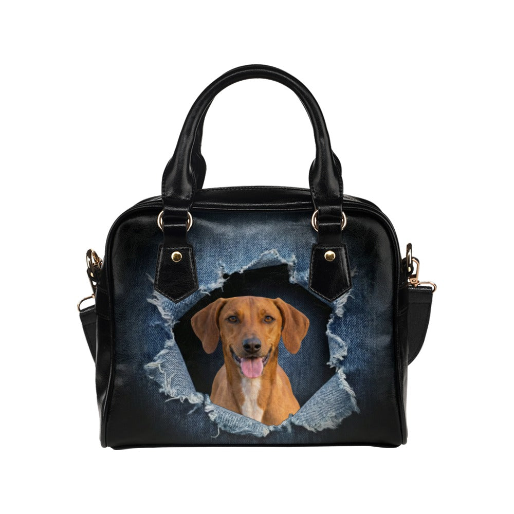 Azawakh Ripped Denim Print Shoulder Handbag