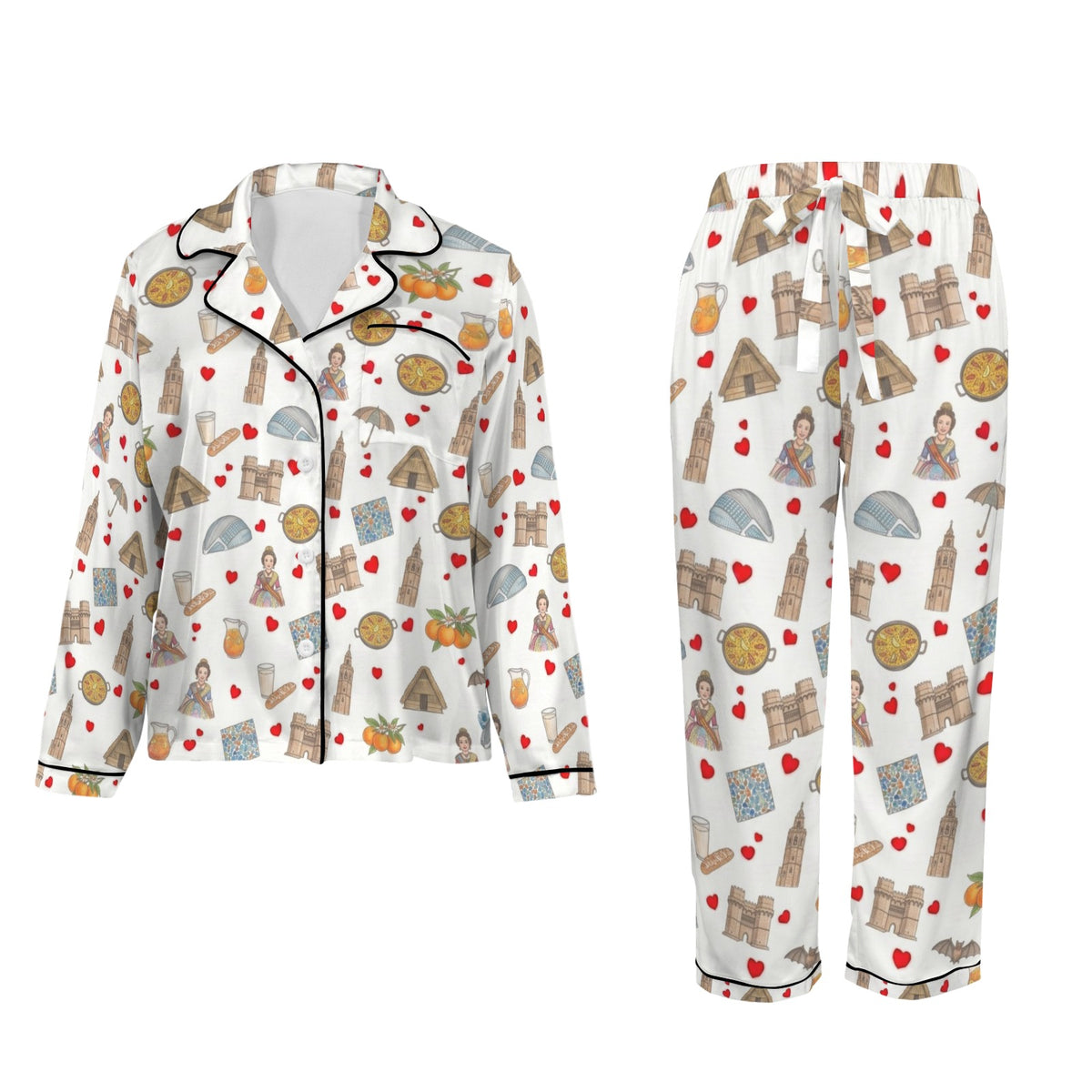 Valencia Women's Long Sleeve Satin Pajama Set