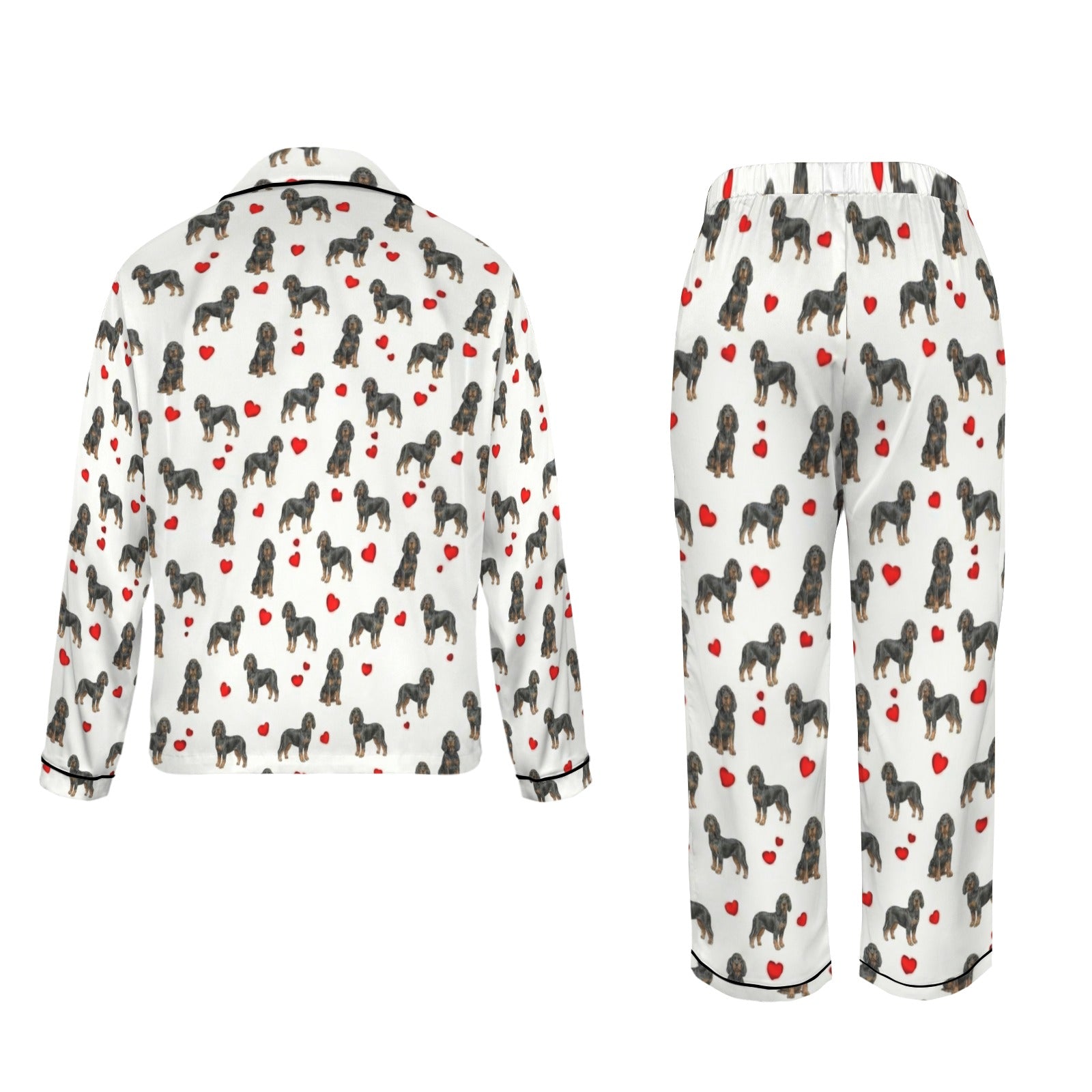 Black and Tan Coonhound Women's Long Sleeve Satin Pajama Set