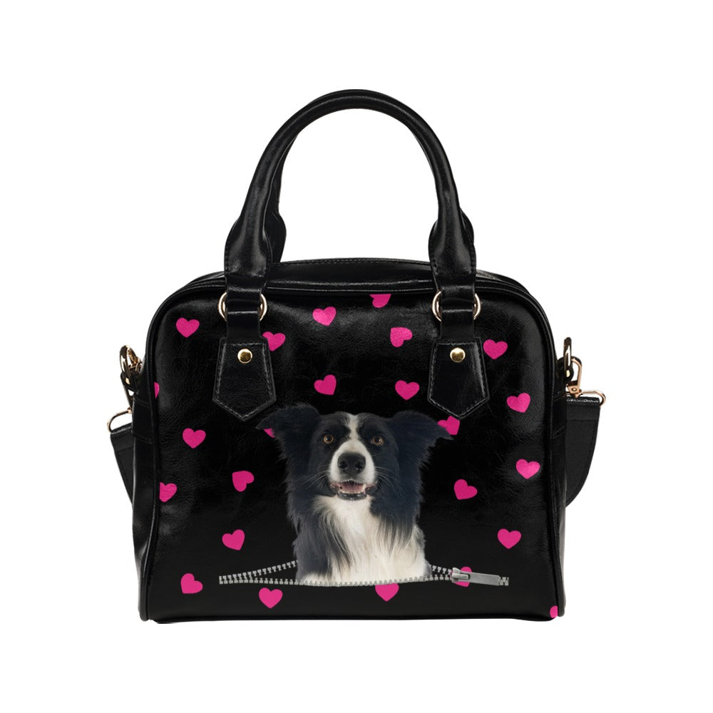 Collie Zip Hearts Shoulder Handbag