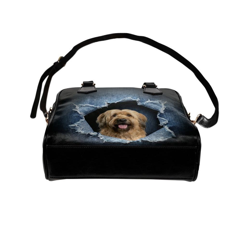 Briard Ripped Denim Print Shoulder Handbag