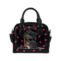 Black Pomeranian Zip Hearts Shoulder Handbag