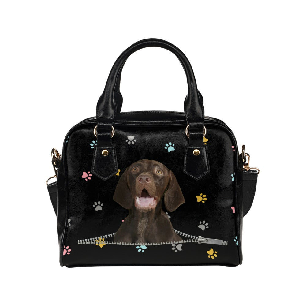 German Shorthaired Pointer Zip Colorful Paws Shoulder Handbag