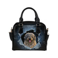 Bergamasco Shepherd Ripped Denim Print Shoulder Handbag