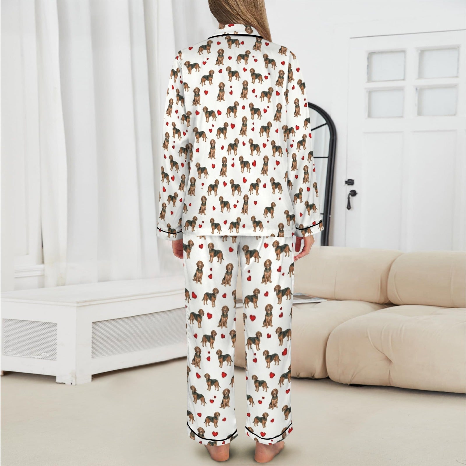 Alpine Dachsbracke Women's Long Sleeve Satin Pajama Set