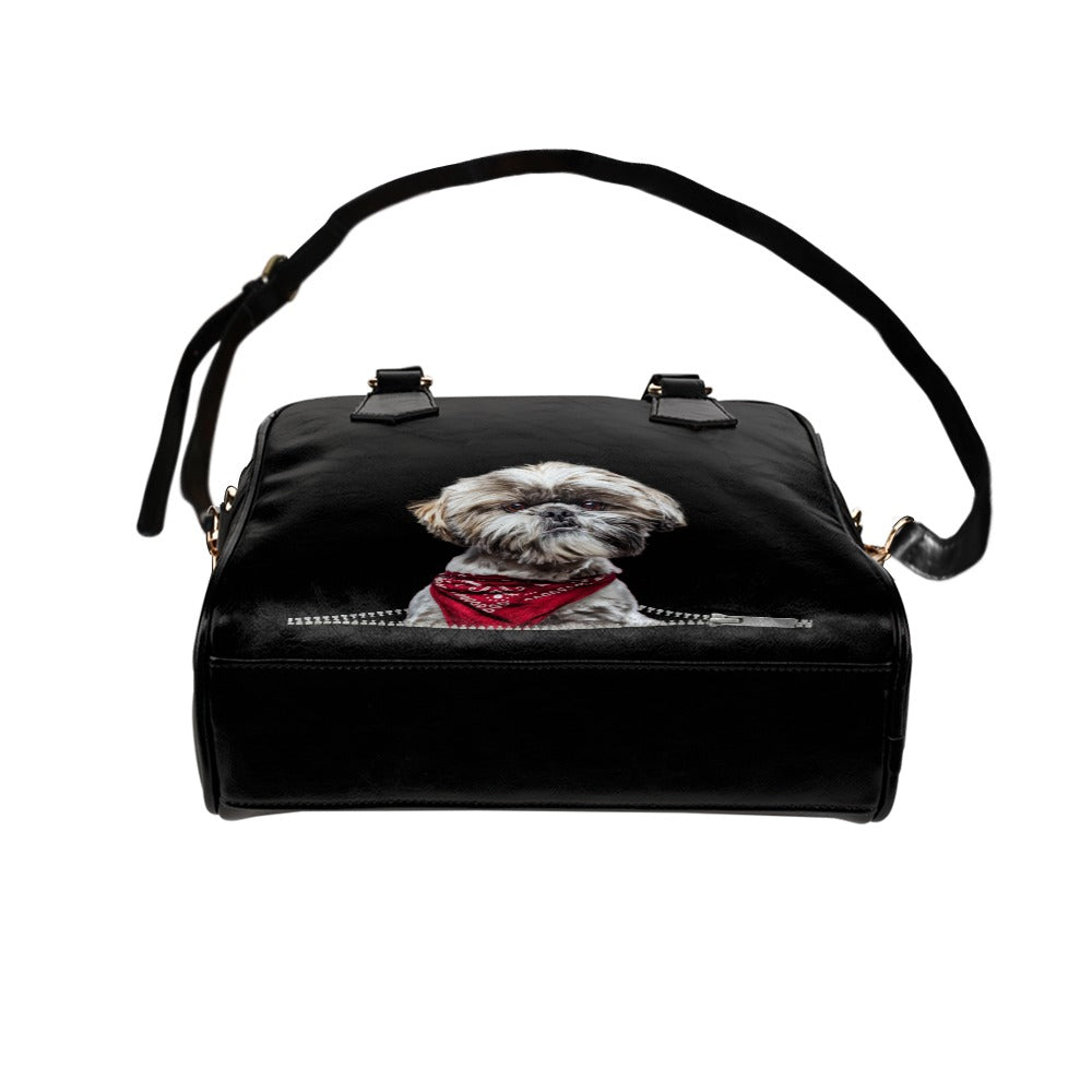 Shih Tzu Zip Shoulder Handbag