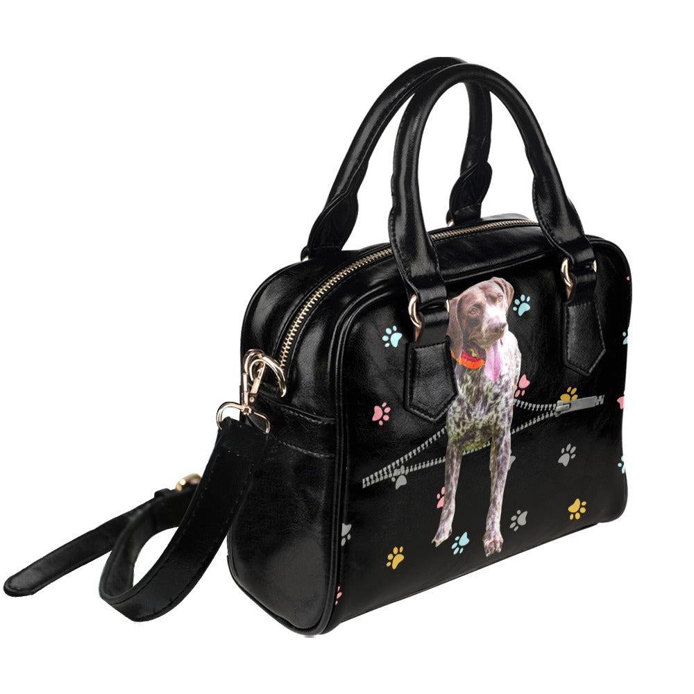 German Wirehaired Pointer Zip Colorful Paws Shoulder Handbag