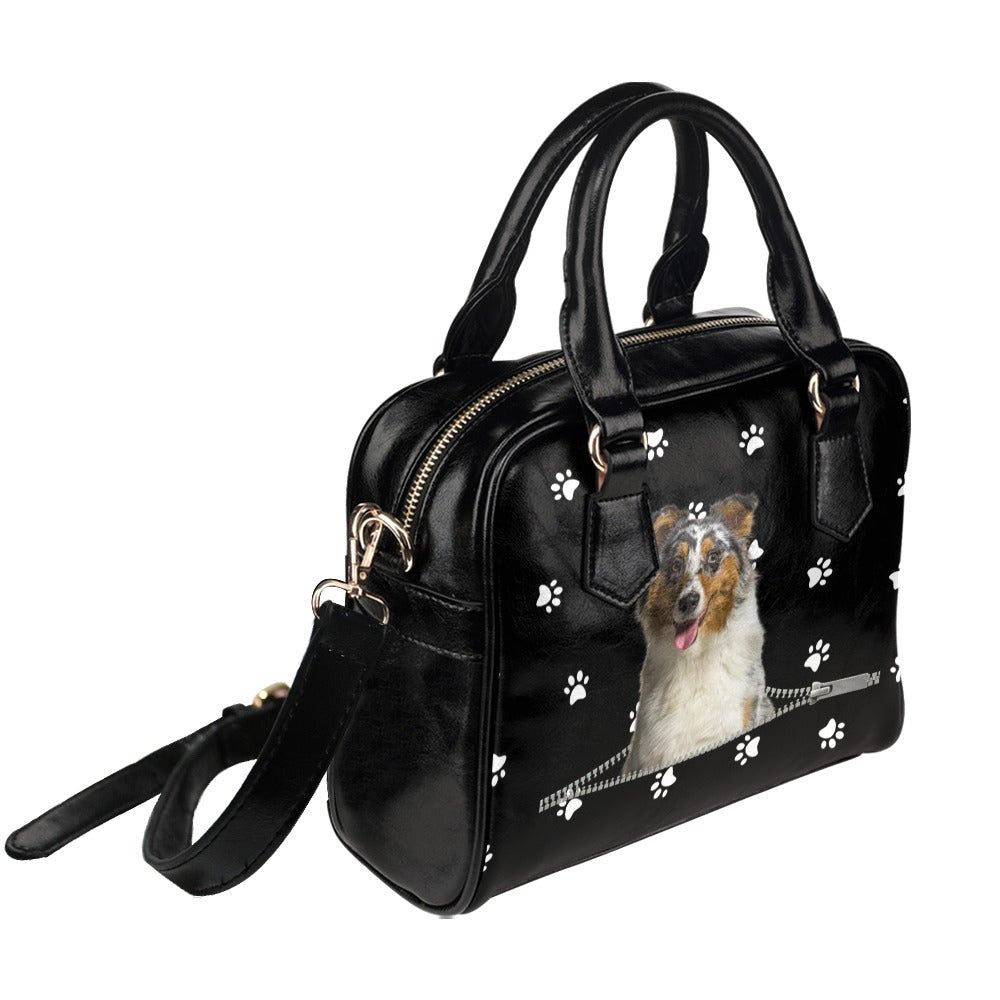 Australian Shepherd Zip Paws Shoulder Handbag
