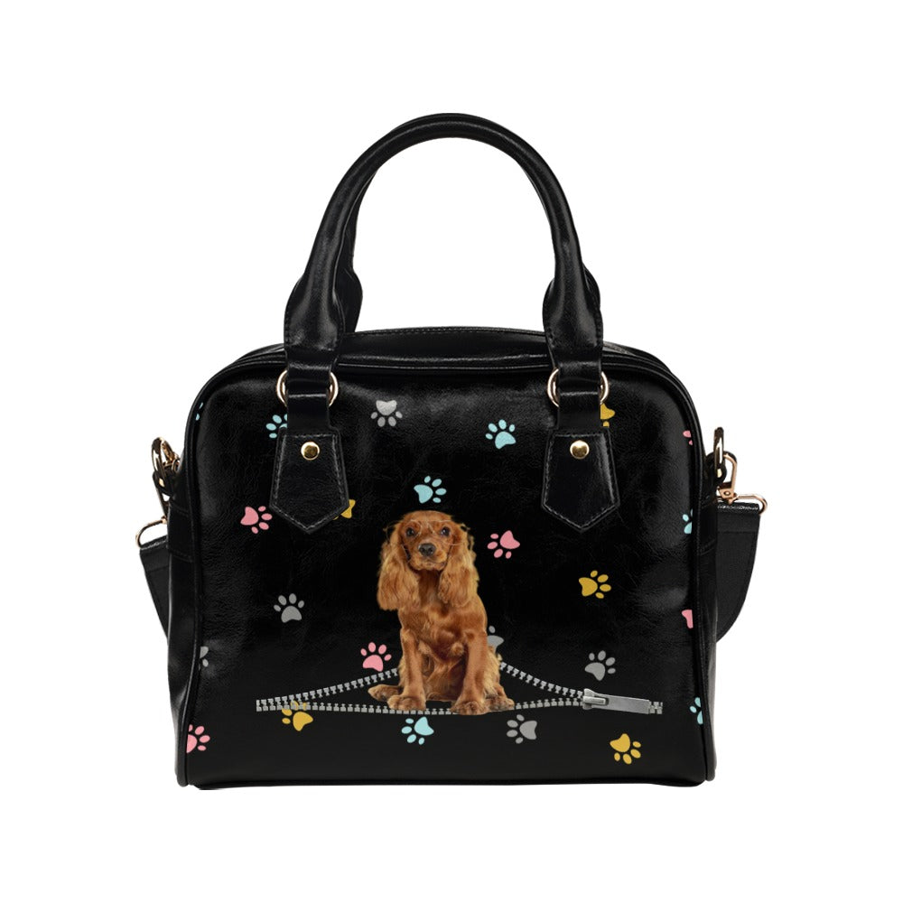 Cocker Spaniel Zip Colorful Paws Shoulder Handbag