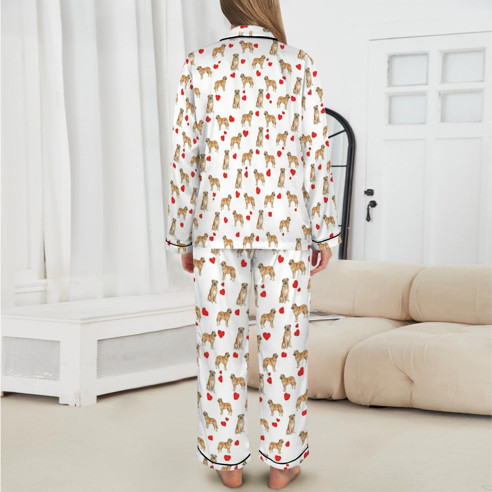 Basque Shepherd Dog Women's Long Sleeve Satin Pajama Set