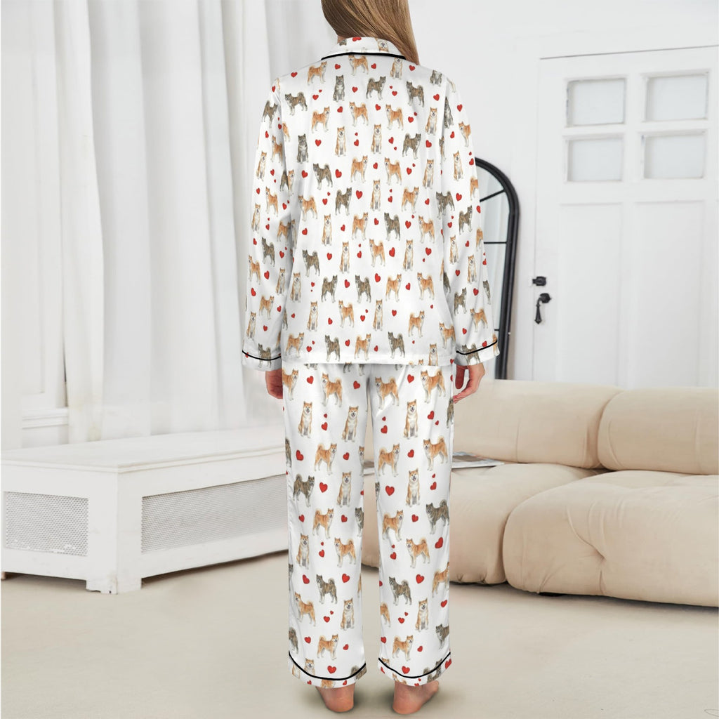 Akita Women's Long Sleeve Satin Pajama Set