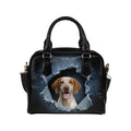 Braque du Bourbonnais Ripped Denim Print Shoulder Handbag