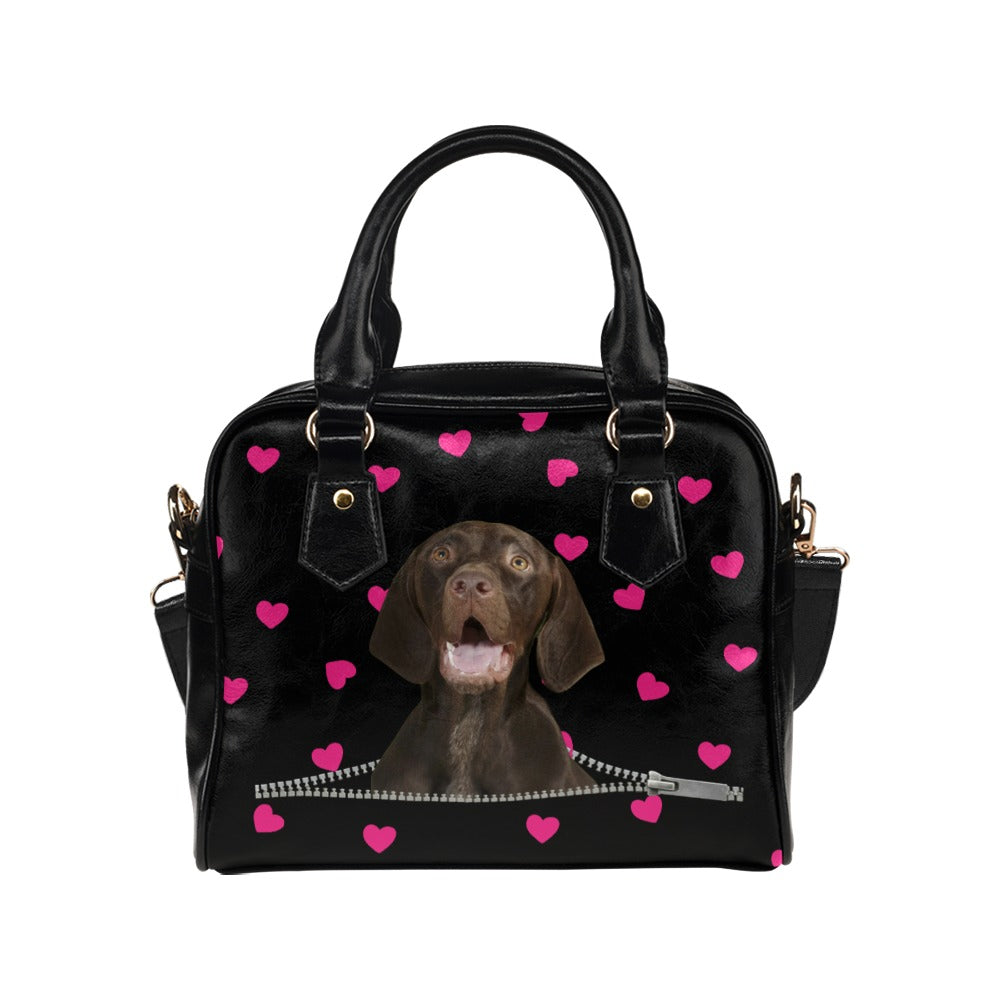 German Shorthaired Pointer Zip Hearts Shoulder Handbag
