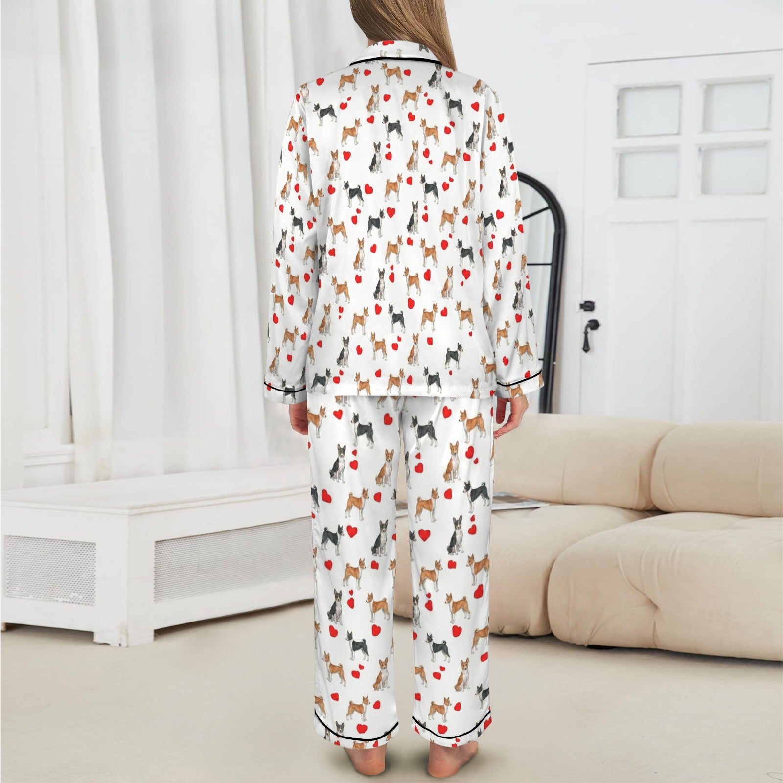 Basenji Women's Long Sleeve Satin Pajama Set